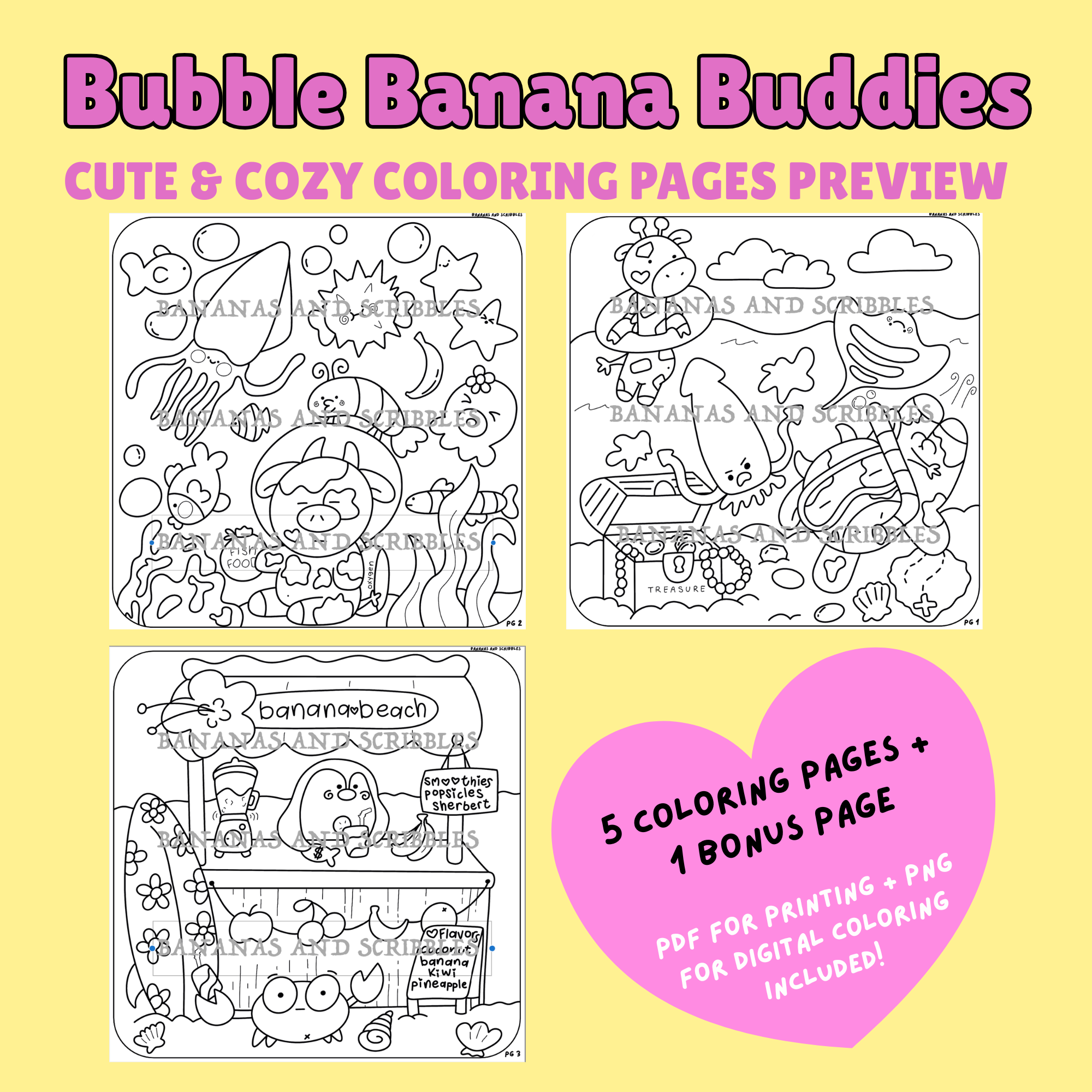 Bubble Banana Buddies Coloring Pack